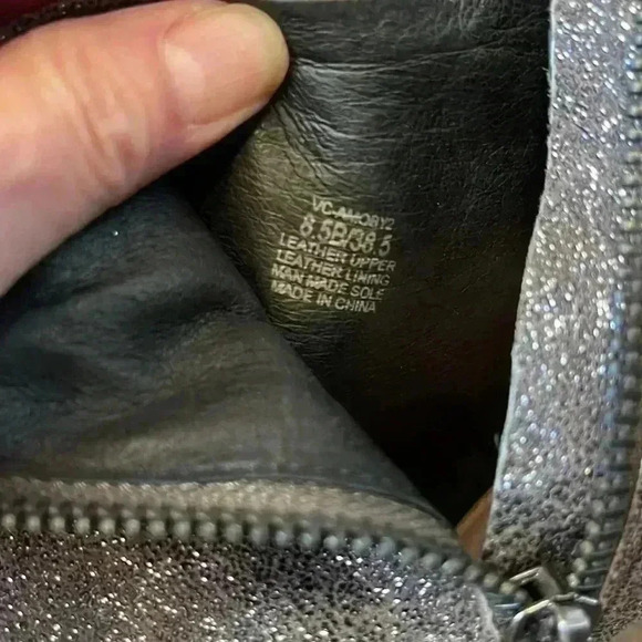 Vince Camuto Leather Black, Gray, and Silver Sparkling  Booties | Size 8.5 - Picture 7 of 13